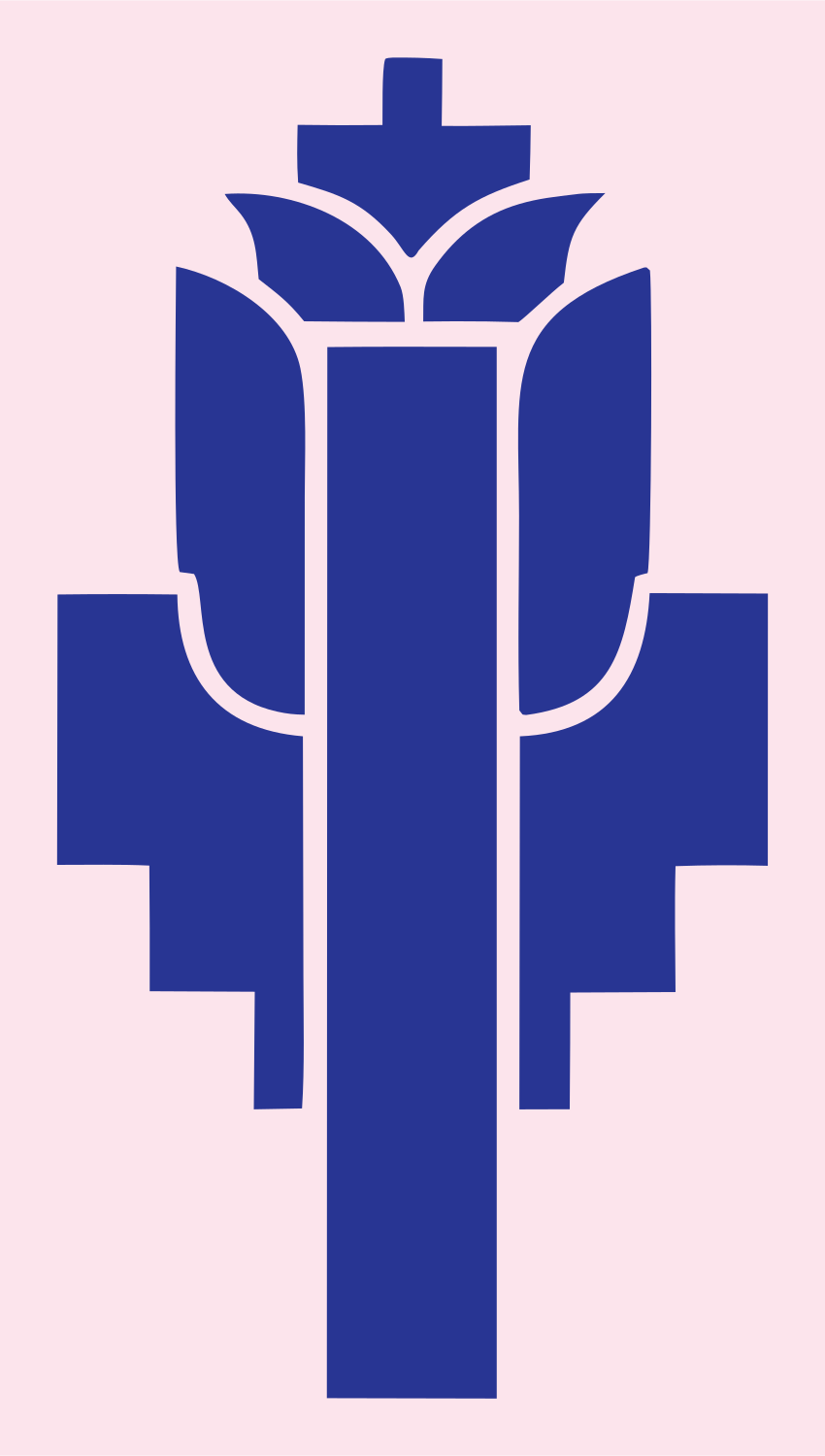 Art Deco Lotus Tower Emblem #fce4ec/#283593