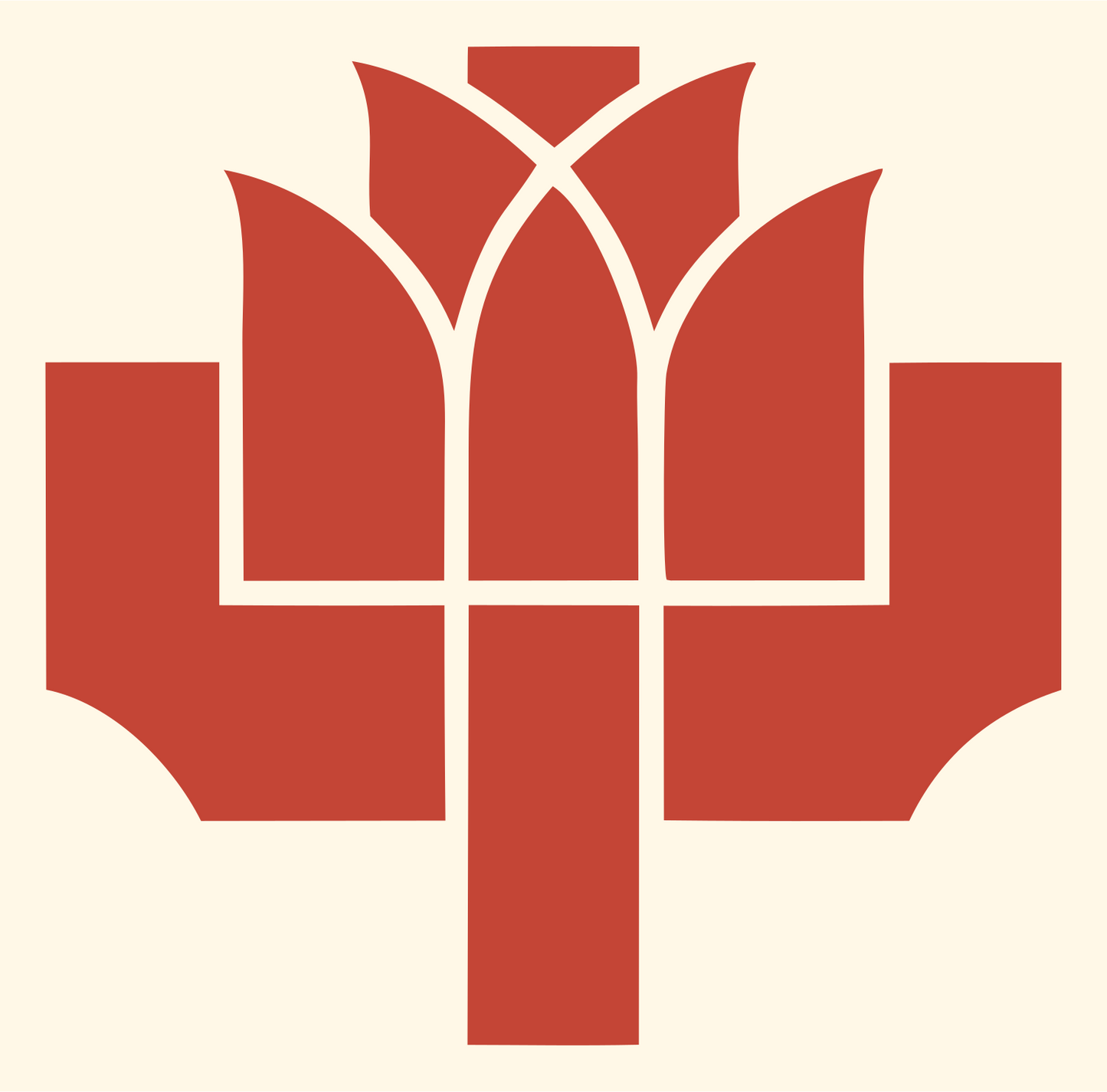 Heavy Lotus Cross Emblem #fff8e7/#c44536