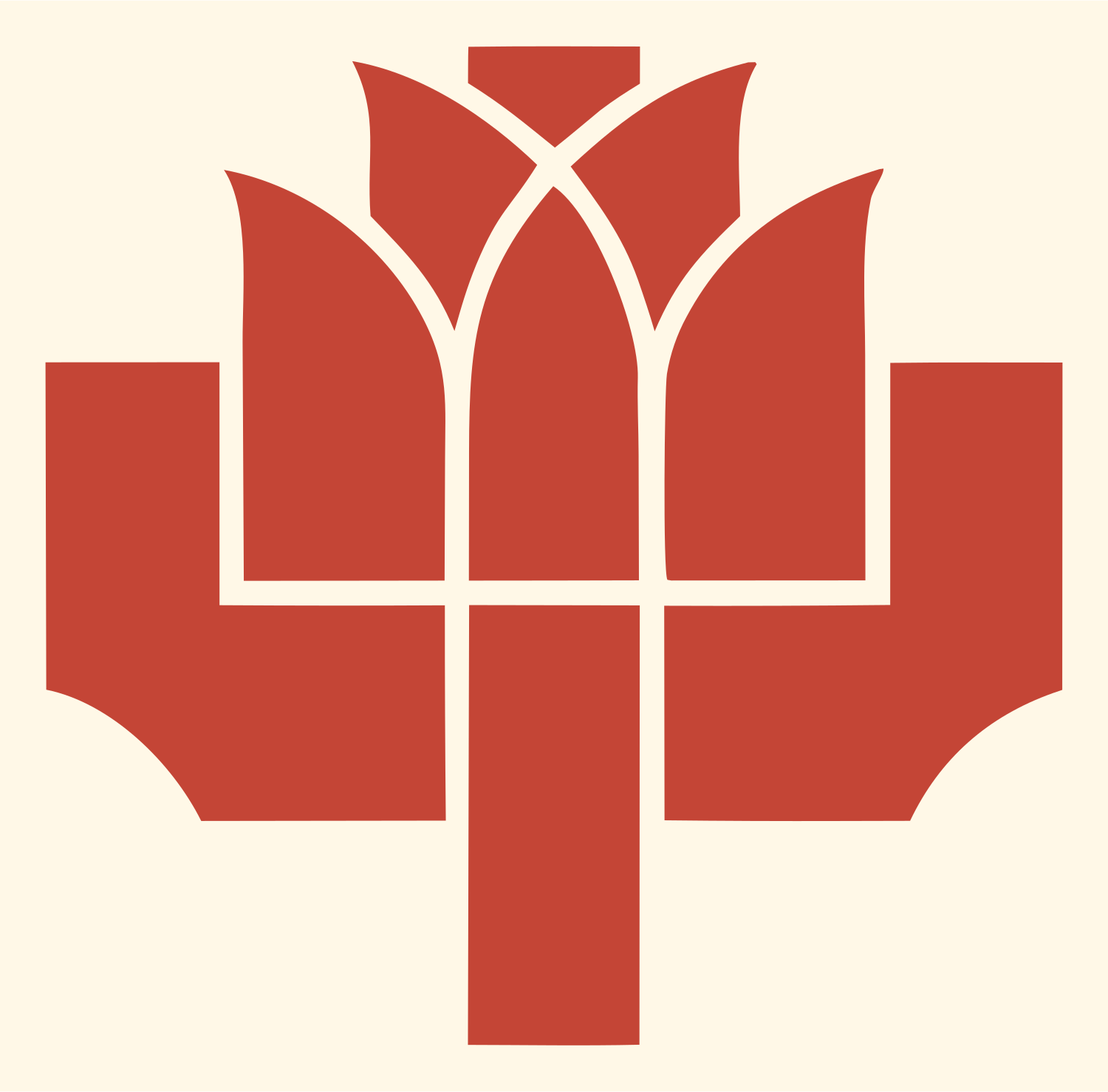 Heavy Lotus Cross Emblem #fff8e7/#c44536