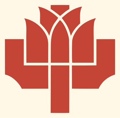Heavy Lotus Cross Emblem #fff8e7/#c44536
