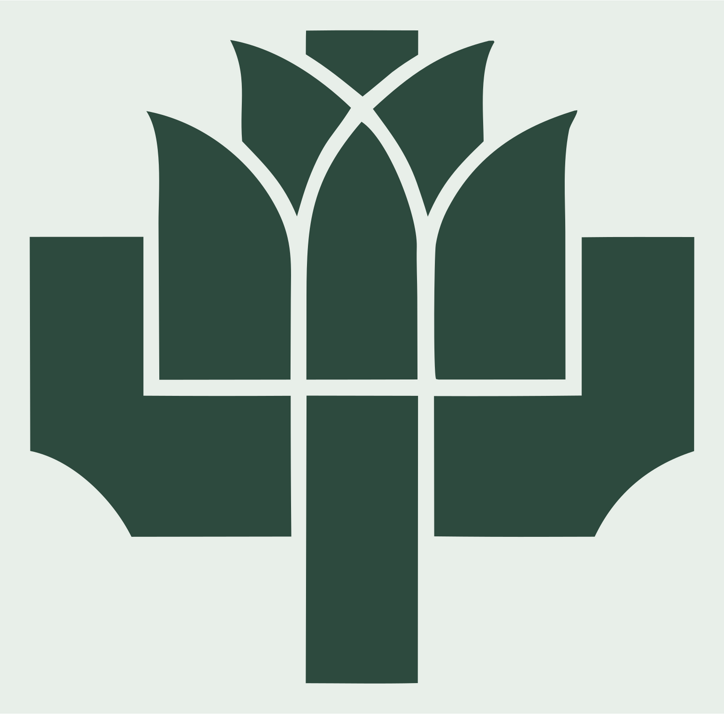 Heavy Lotus Cross Emblem #e8efe9/#2d4a3e