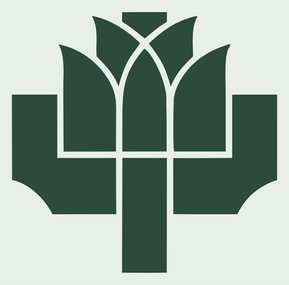 Heavy Lotus Cross Emblem #e8efe9/#2d4a3e