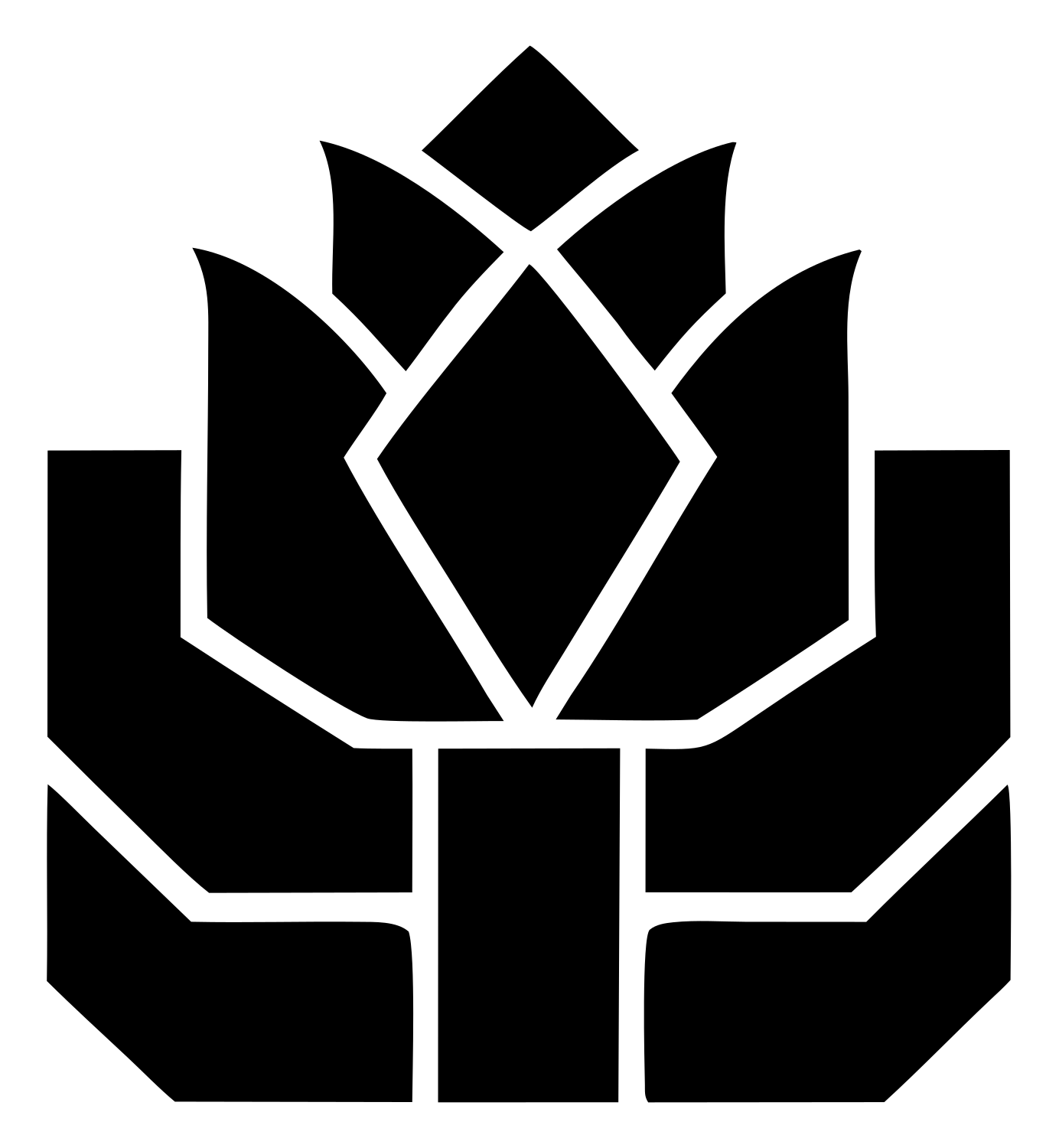 Blocky Lotus Bloom Emblem #ffffff/#000000