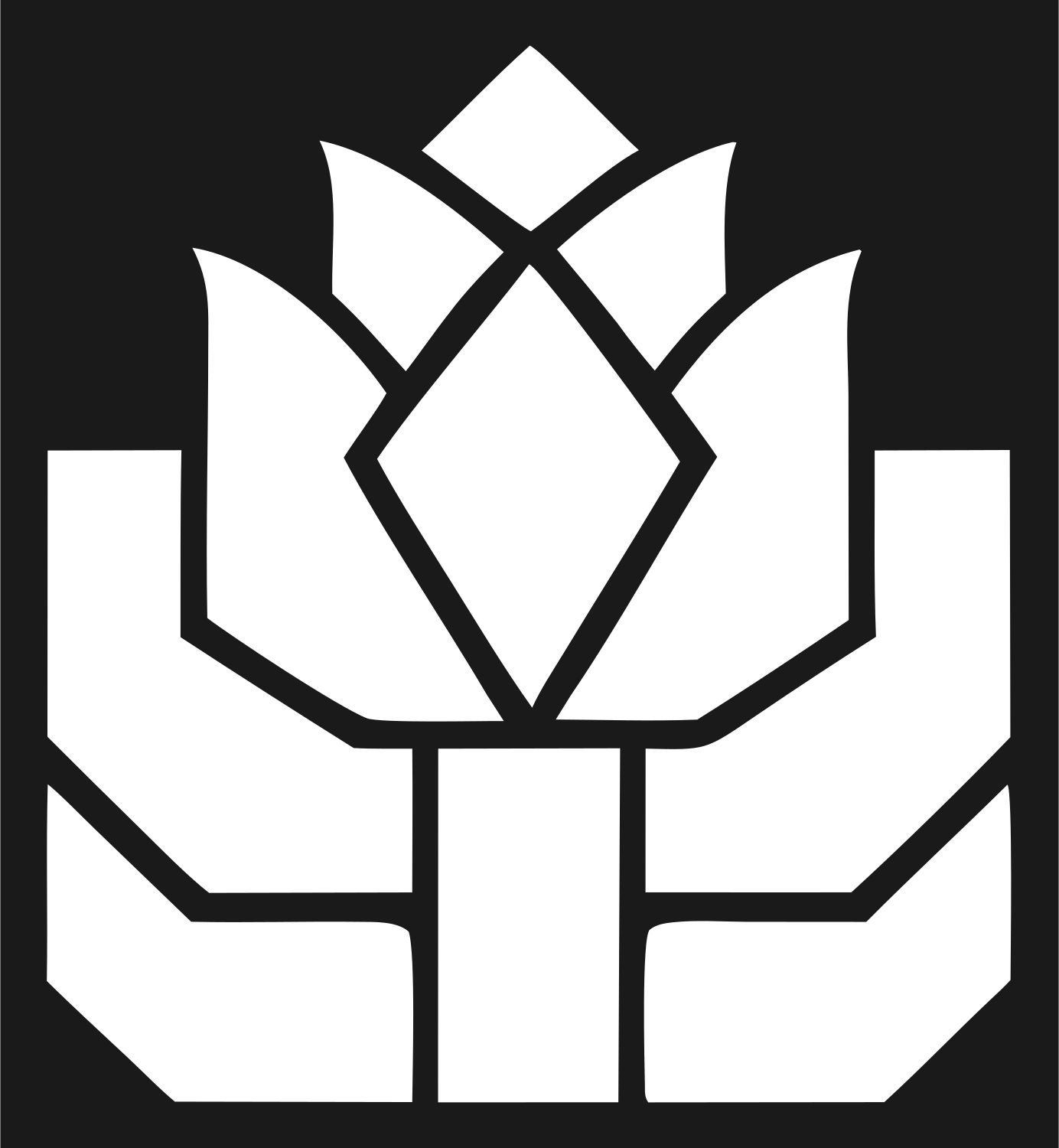 Blocky Lotus Bloom Emblem #1a1a1a/#ffffff