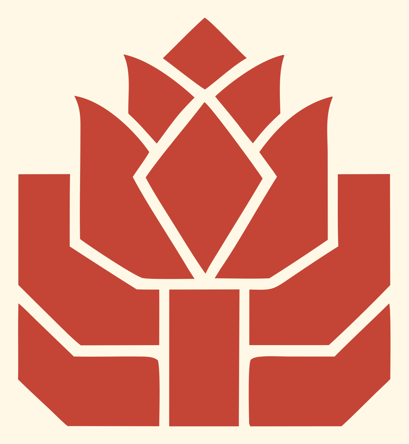Blocky Lotus Bloom Emblem #fff8e7/#c44536