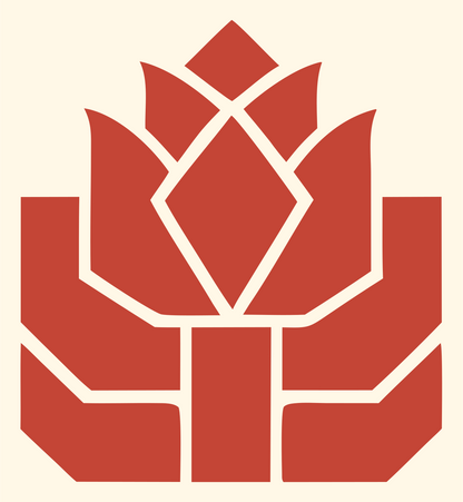 Blocky Lotus Bloom Emblem #fff8e7/#c44536