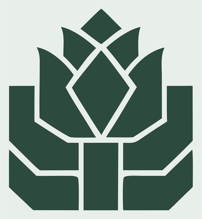 Blocky Lotus Bloom Emblem #e8efe9/#2d4a3e