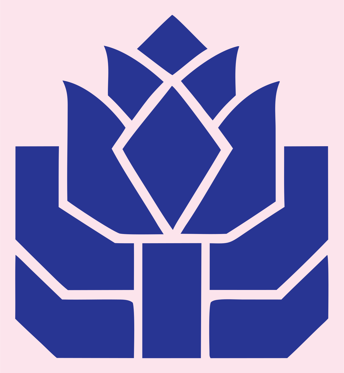Blocky Lotus Bloom Emblem #fce4ec/#283593