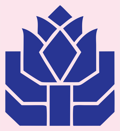 Blocky Lotus Bloom Emblem #fce4ec/#283593