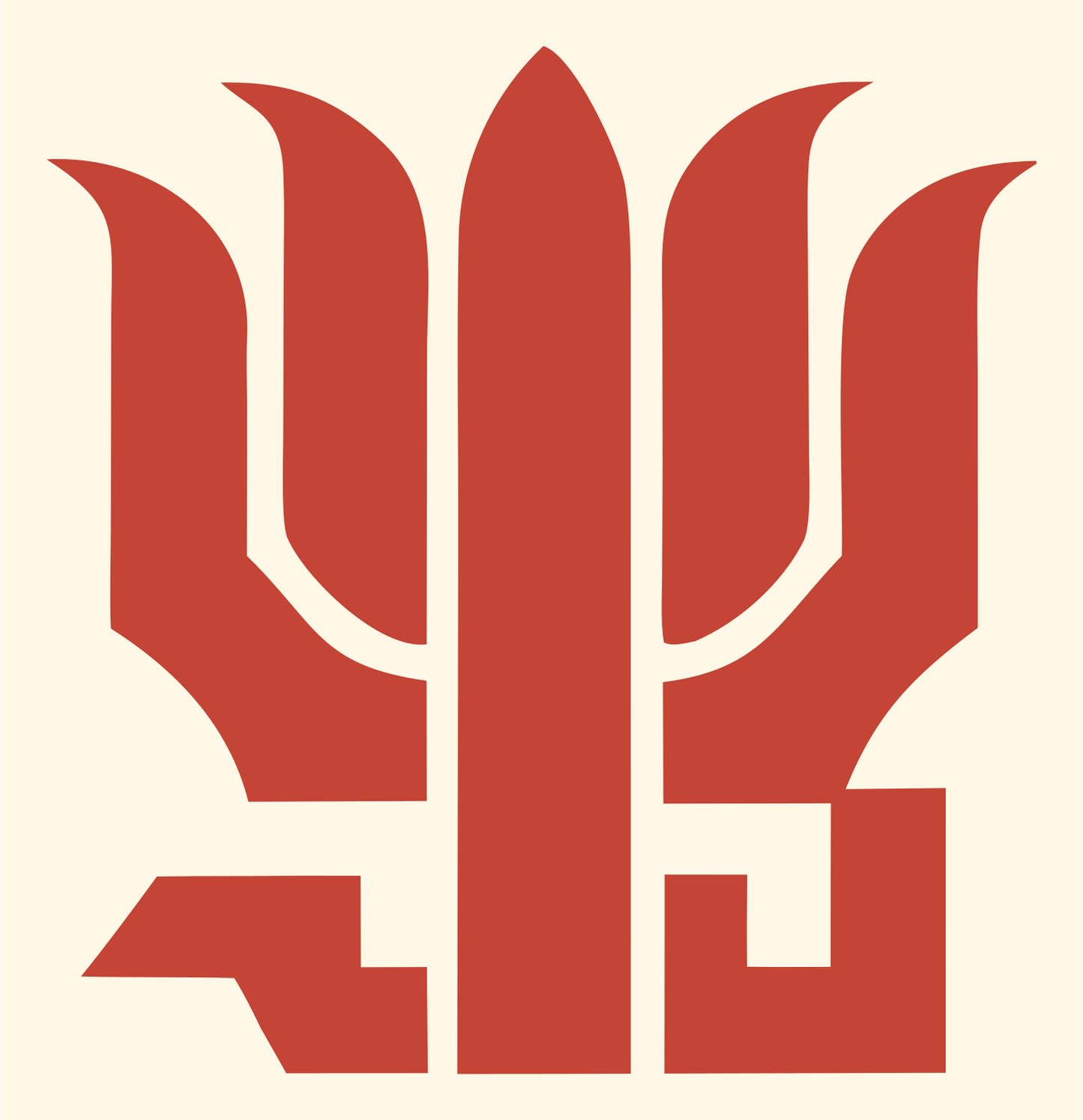 Bold Lotus Trident Mark #fff8e7/#c44536