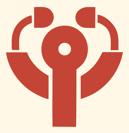 Geometric Stethoscope Radiating Mark #fff8e7/#c44536