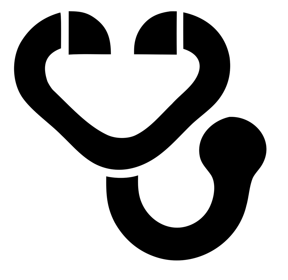 Monoline Stethoscope Minimal Icon #ffffff/#000000