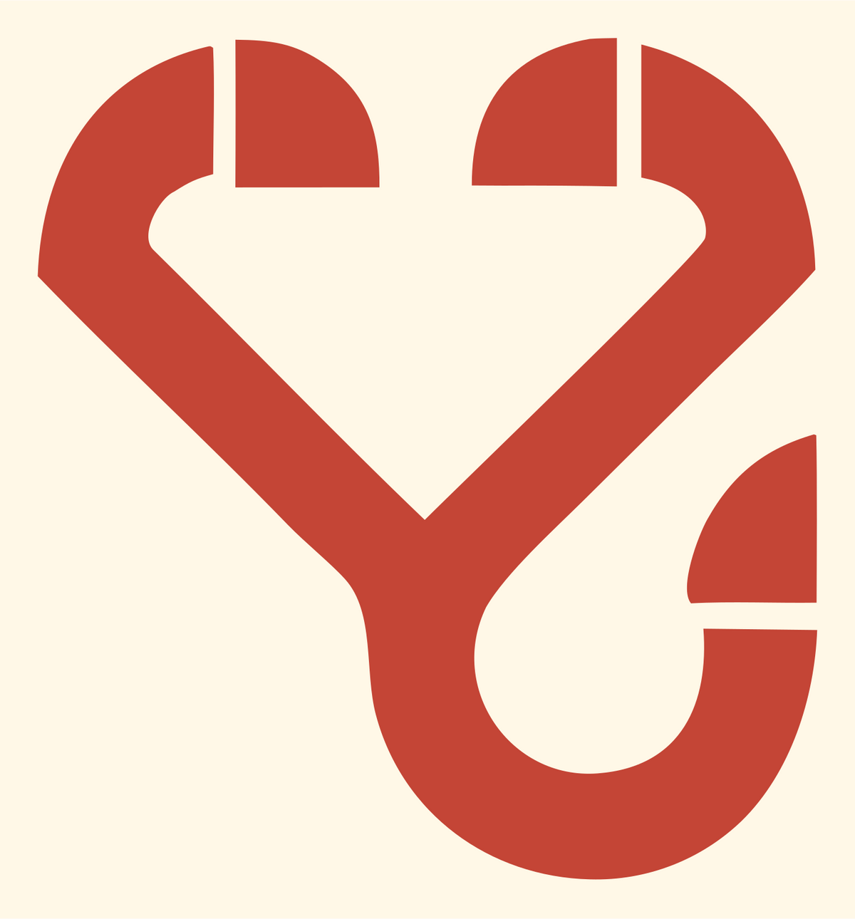 Monoline Stethoscope Split Badge #fff8e7/#c44536