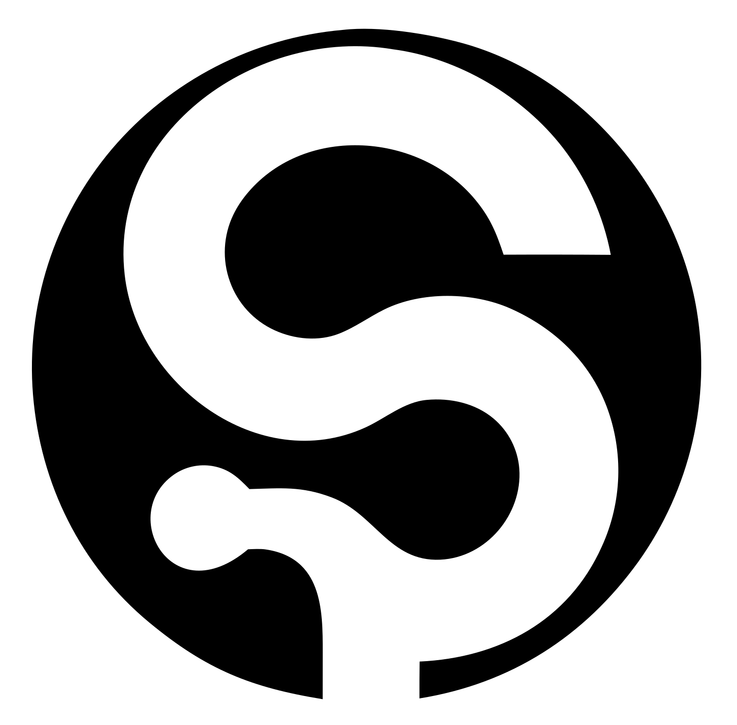 Negative Space S Circle Mark #ffffff/#000000