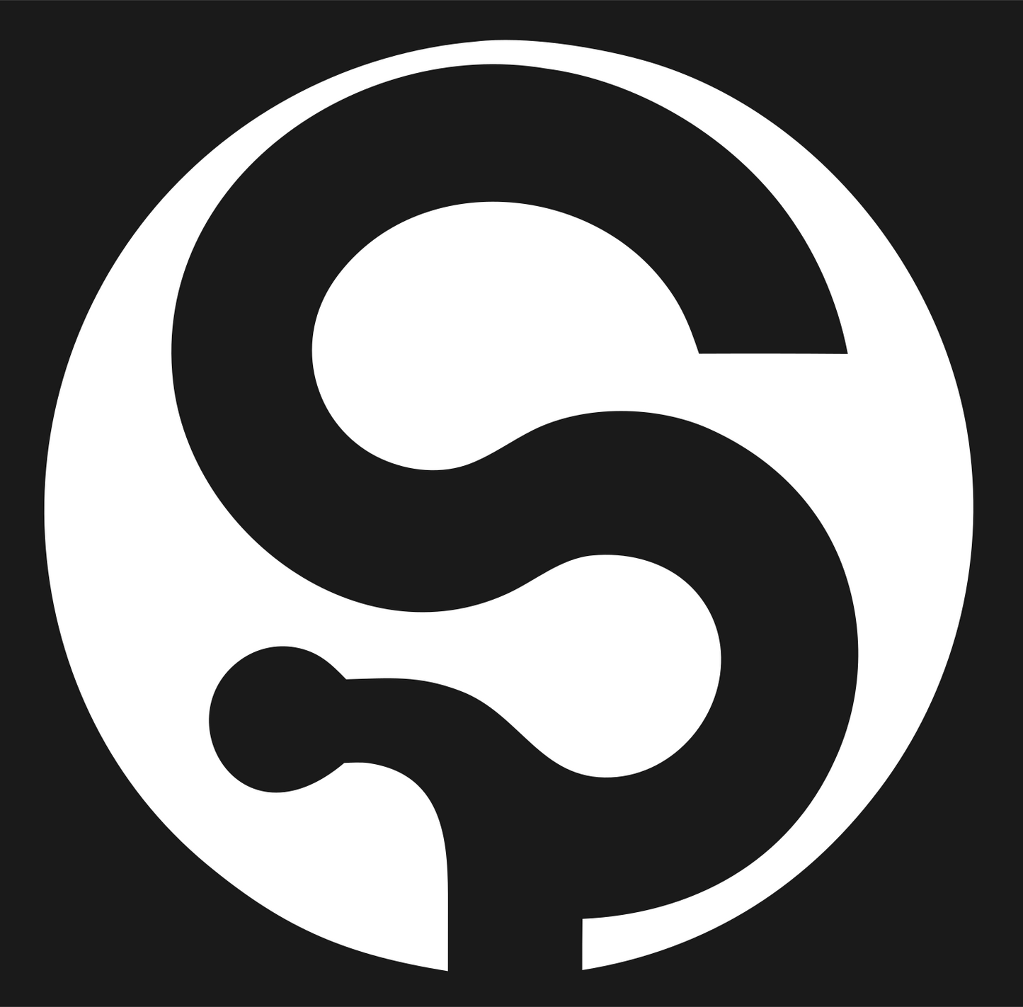 Negative Space S Circle Mark #1a1a1a/#ffffff