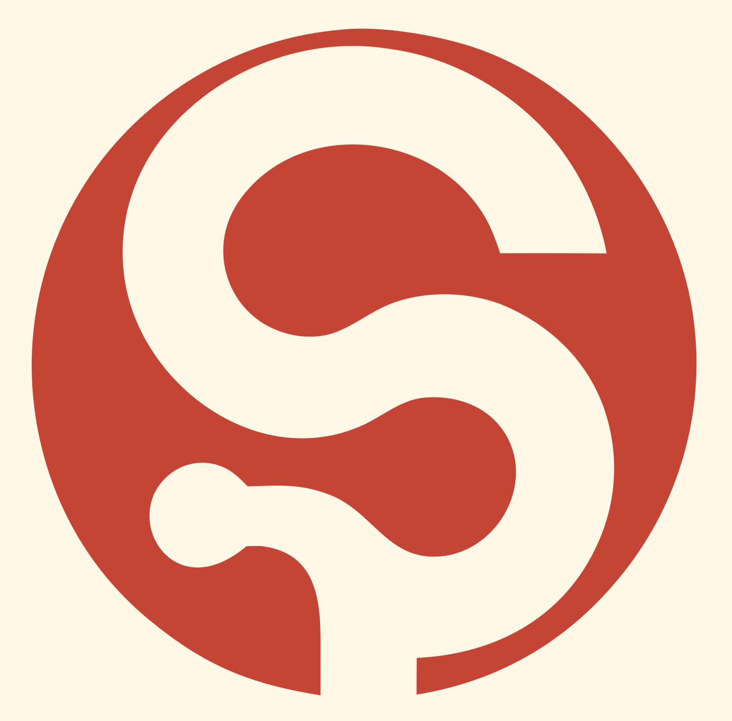 Negative Space S Circle Mark #fff8e7/#c44536