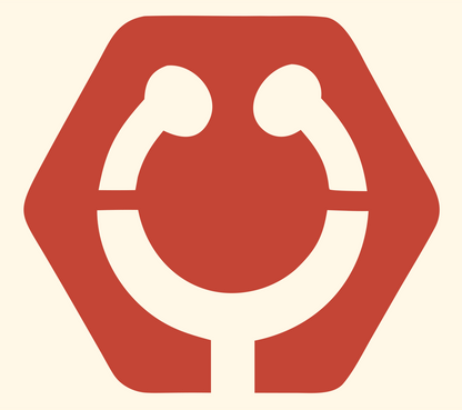Negative Space Stethoscope Hexagon Mark #fff8e7/#c44536