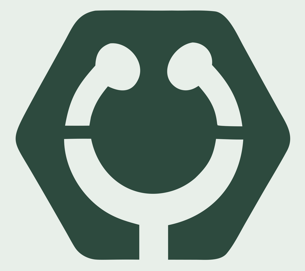 Negative Space Stethoscope Hexagon Mark #e8efe9/#2d4a3e