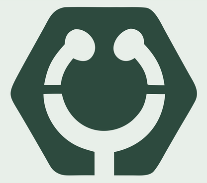 Negative Space Stethoscope Hexagon Mark #e8efe9/#2d4a3e