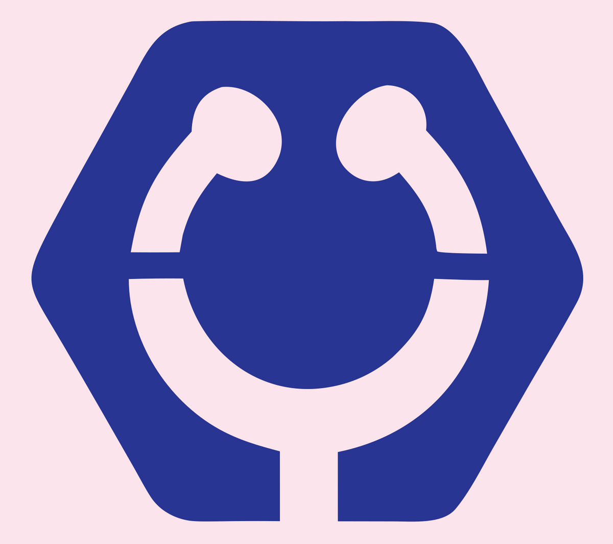 Negative Space Stethoscope Hexagon Mark #fce4ec/#283593