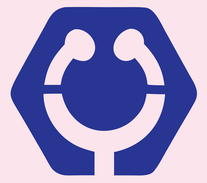 Negative Space Stethoscope Hexagon Mark #fce4ec/#283593