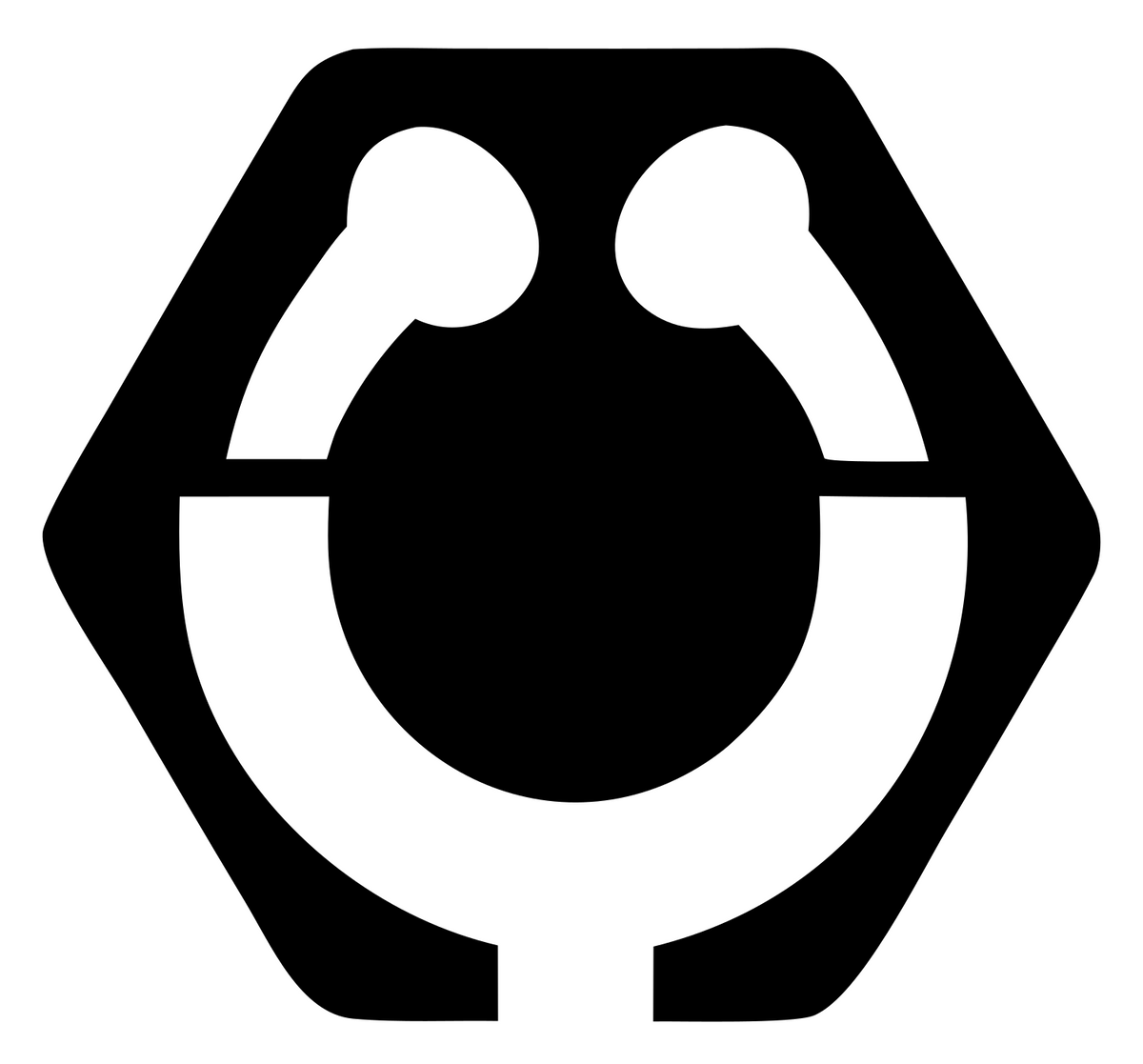 Negative Space Stethoscope Hexagon Mark #ffffff/#000000