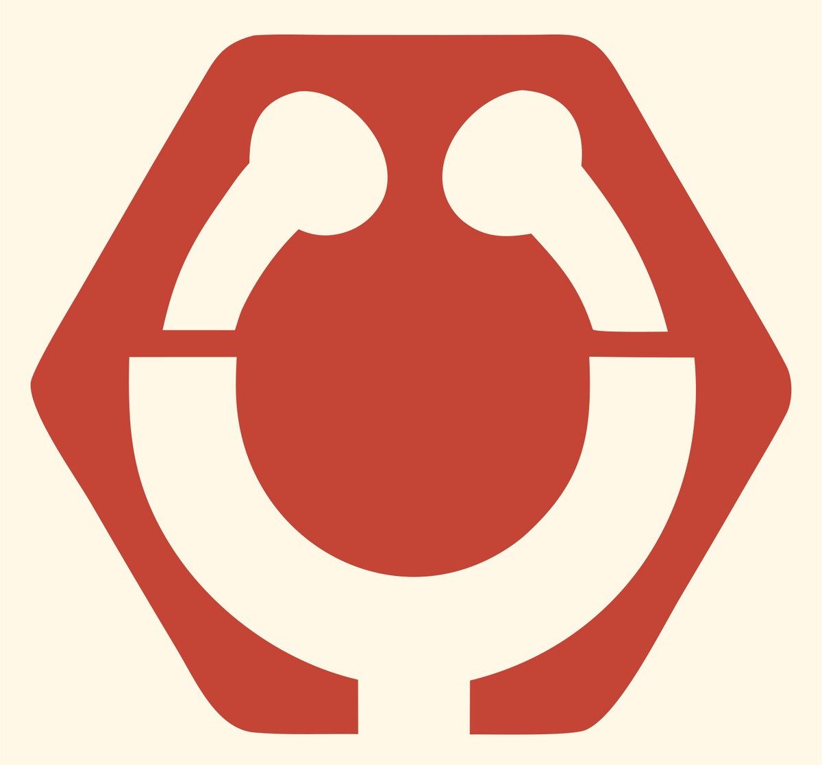 Negative Space Stethoscope Hexagon Mark #fff8e7/#c44536