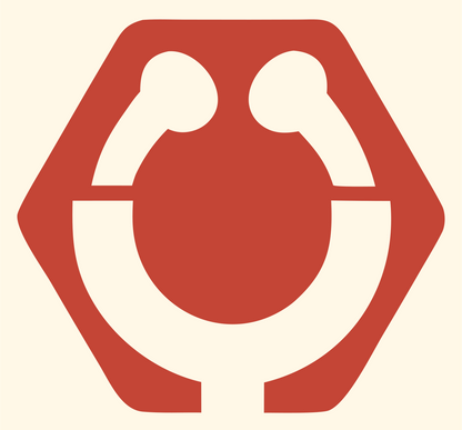 Negative Space Stethoscope Hexagon Mark #fff8e7/#c44536