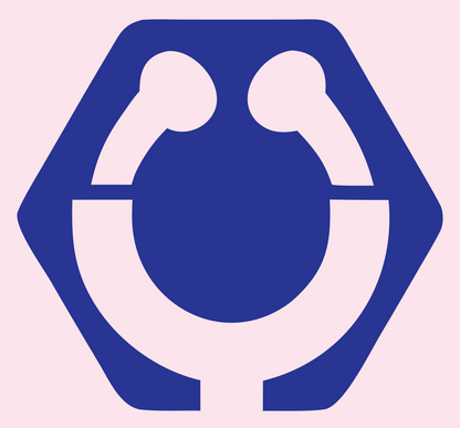 Negative Space Stethoscope Hexagon Mark #fce4ec/#283593