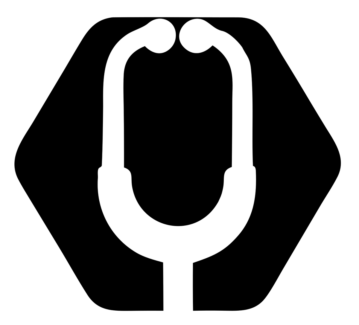 Negative Space Stethoscope Hexagon Emblem #ffffff/#000000