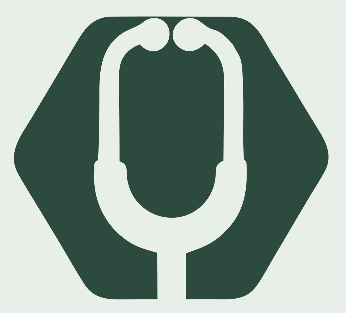 Negative Space Stethoscope Hexagon Emblem #e8efe9/#2d4a3e
