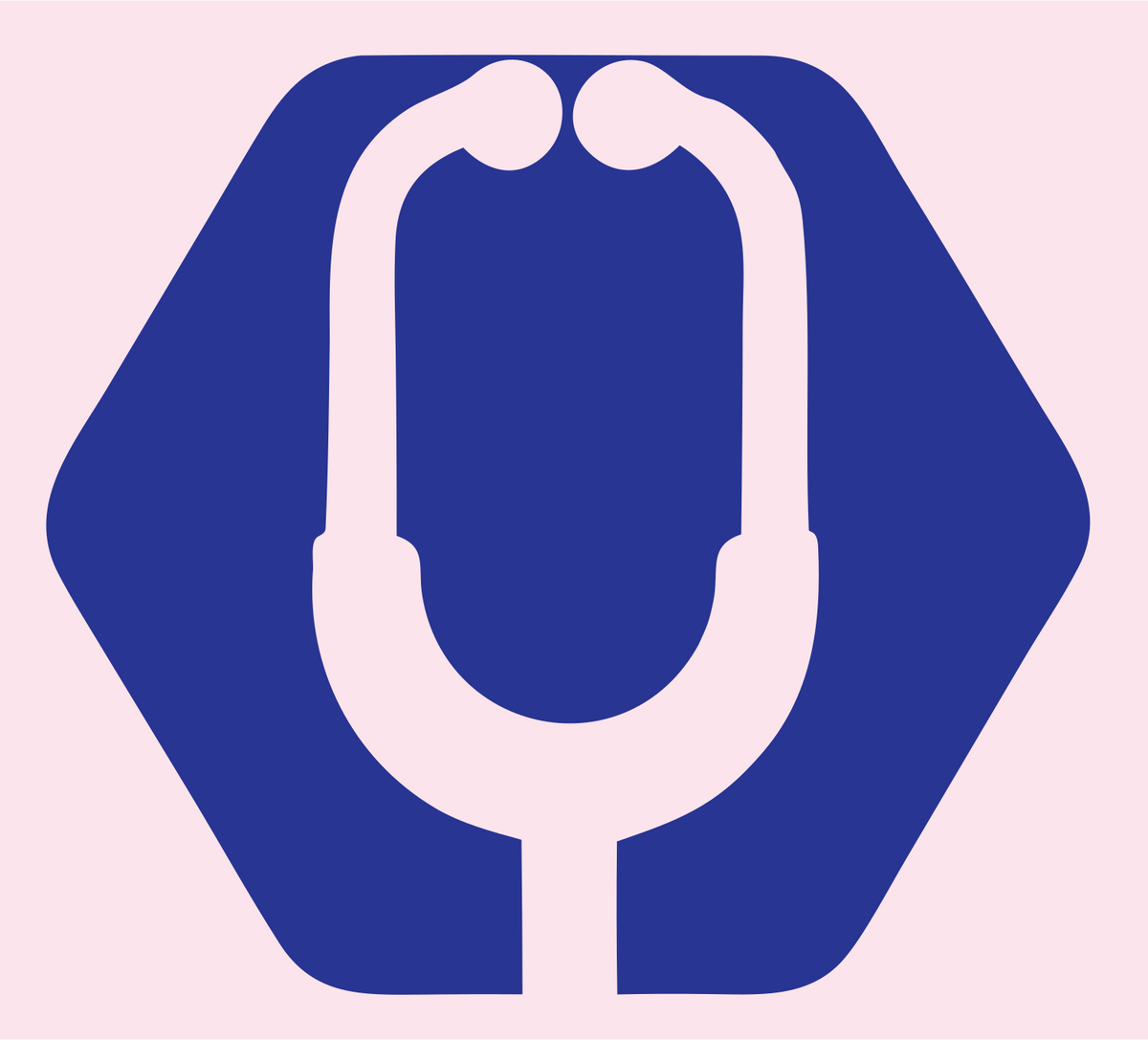 Negative Space Stethoscope Hexagon Emblem #fce4ec/#283593