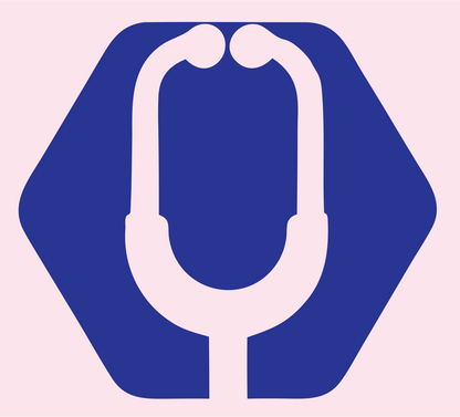 Negative Space Stethoscope Hexagon Emblem #fce4ec/#283593