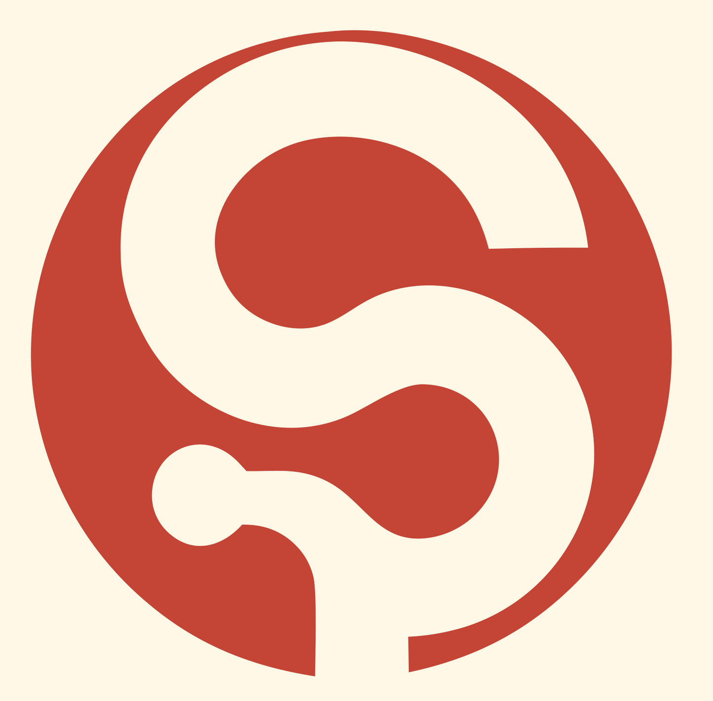 Negative Space S Letter Badge #fff8e7/#c44536