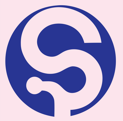 Negative Space S Letter Badge #fce4ec/#283593