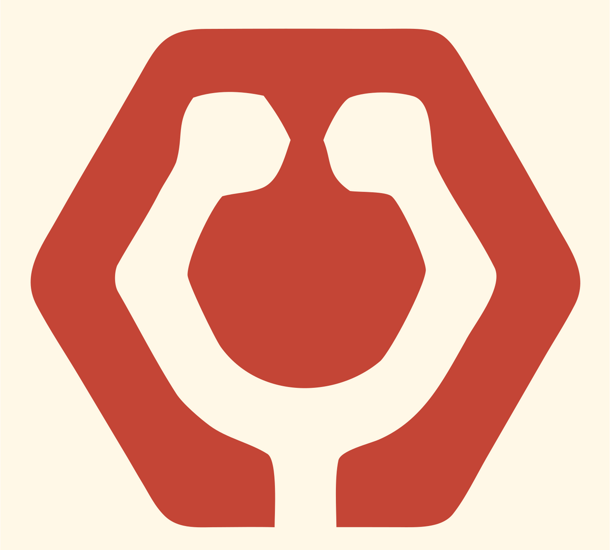 Negative Space Stethoscope Hexagon Mark #fff8e7/#c44536