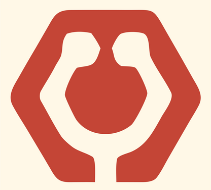 Negative Space Stethoscope Hexagon Mark #fff8e7/#c44536