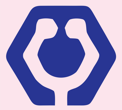 Negative Space Stethoscope Hexagon Mark #fce4ec/#283593