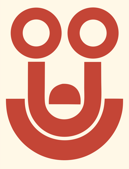 Bold Smiley Face Stethoscope Mark #fff8e7/#c44536