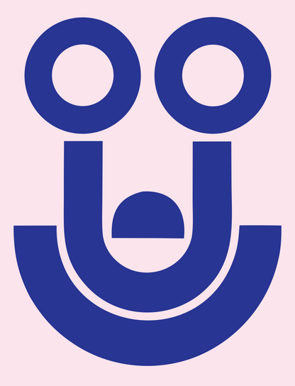 Bold Smiley Face Stethoscope Mark #fce4ec/#283593