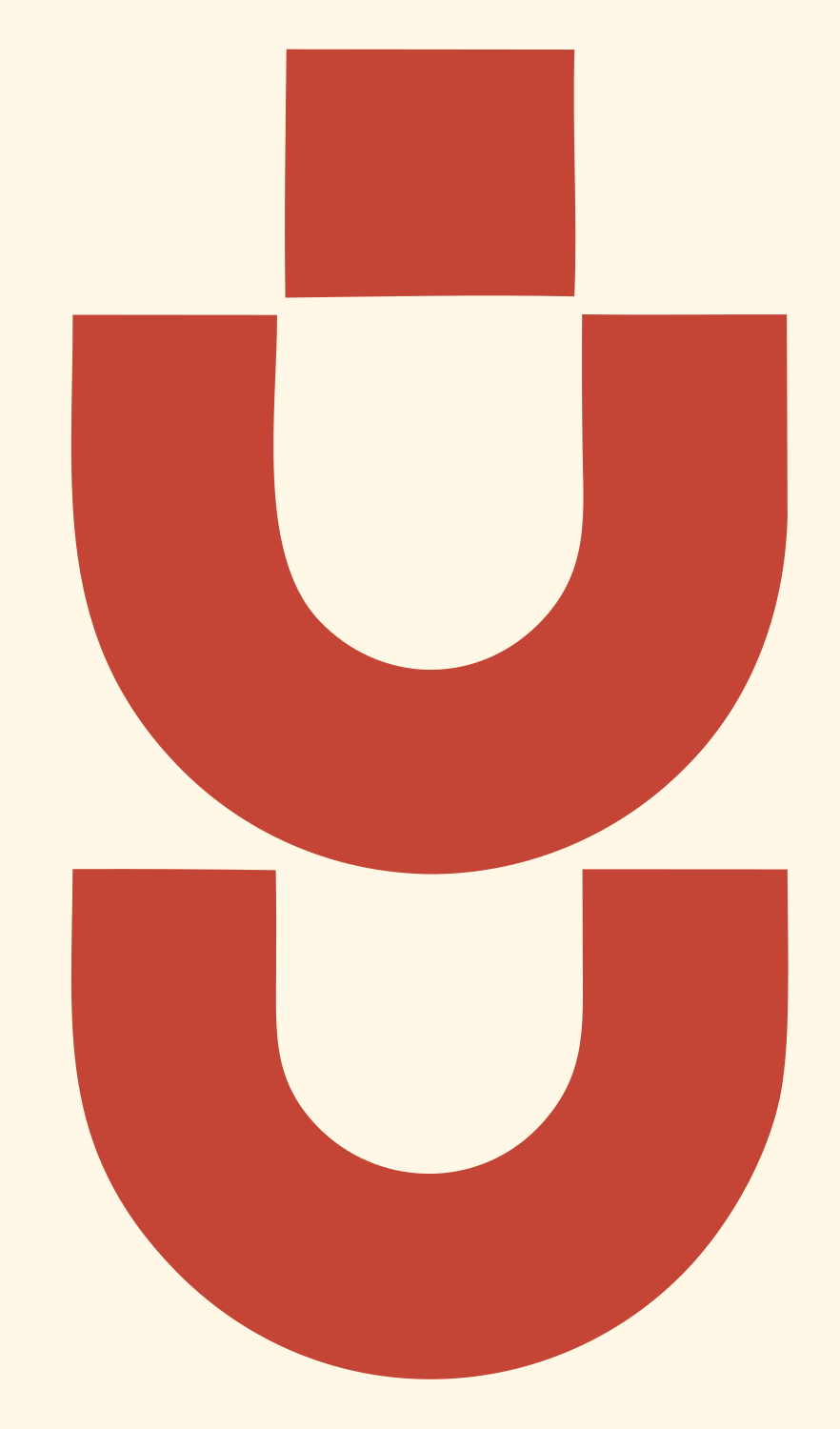 Blocky Stethoscope Double Arch Mark #fff8e7/#c44536