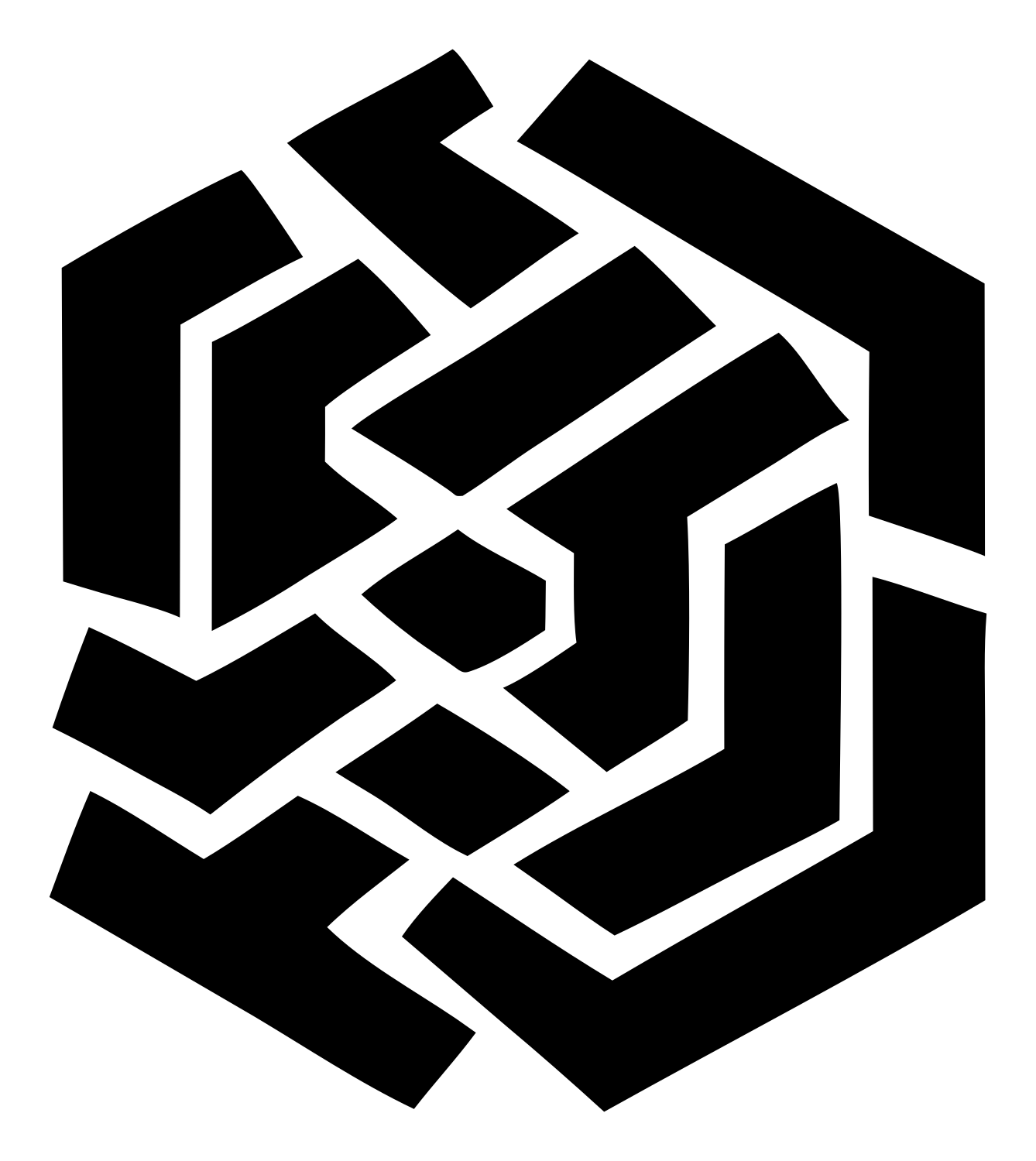 Bold Hexagon Fingerprint Emblem #ffffff/#000000
