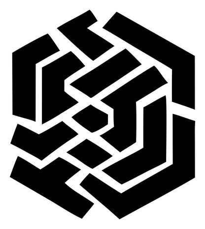 Bold Hexagon Fingerprint Emblem #ffffff/#000000