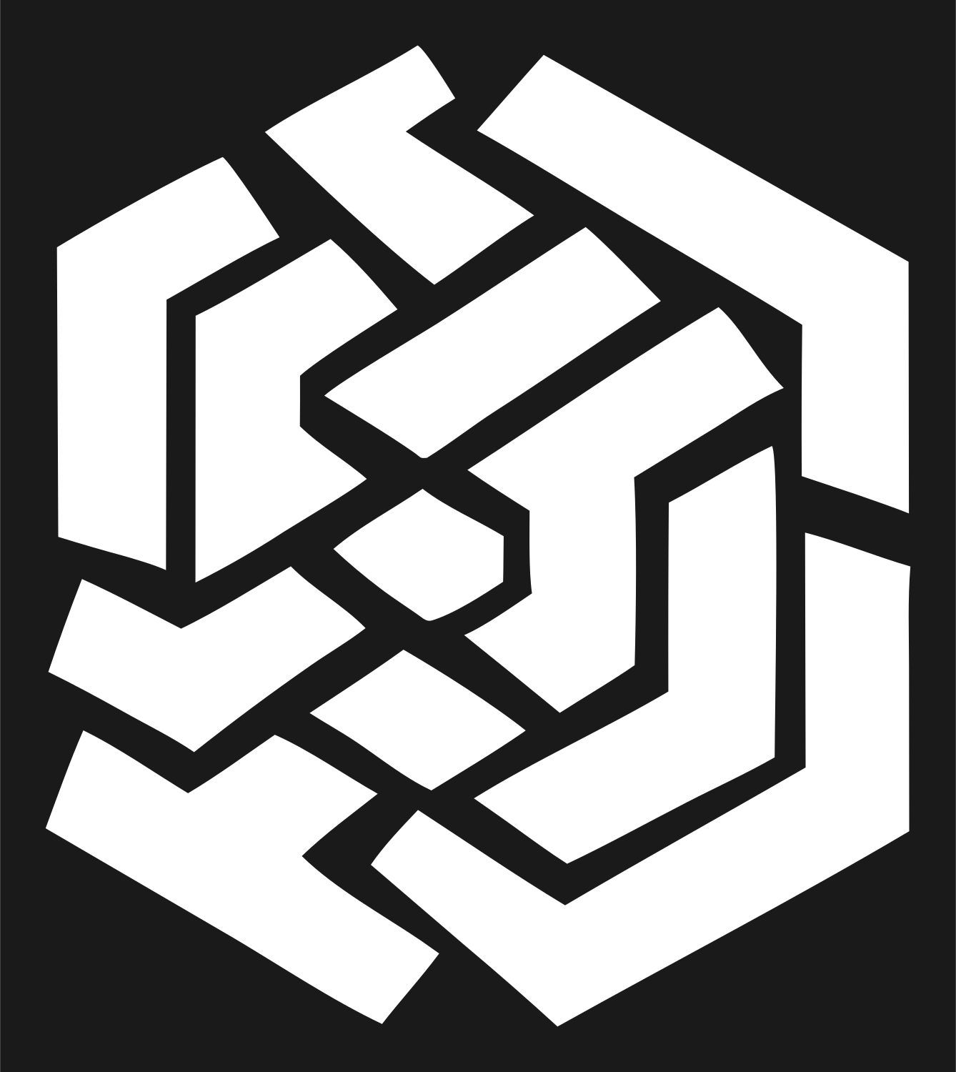Bold Hexagon Fingerprint Emblem #1a1a1a/#ffffff