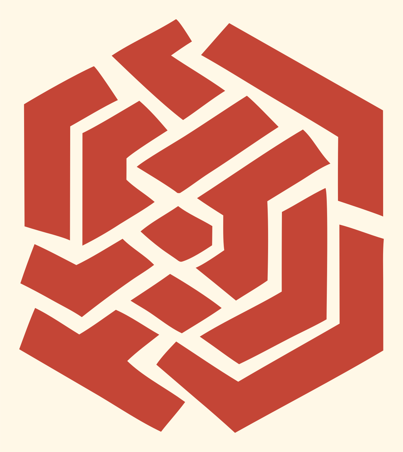 Bold Hexagon Fingerprint Emblem #fff8e7/#c44536