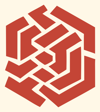 Bold Hexagon Fingerprint Emblem #fff8e7/#c44536