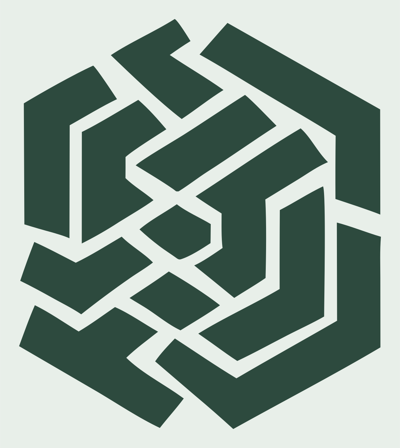 Bold Hexagon Fingerprint Emblem #e8efe9/#2d4a3e