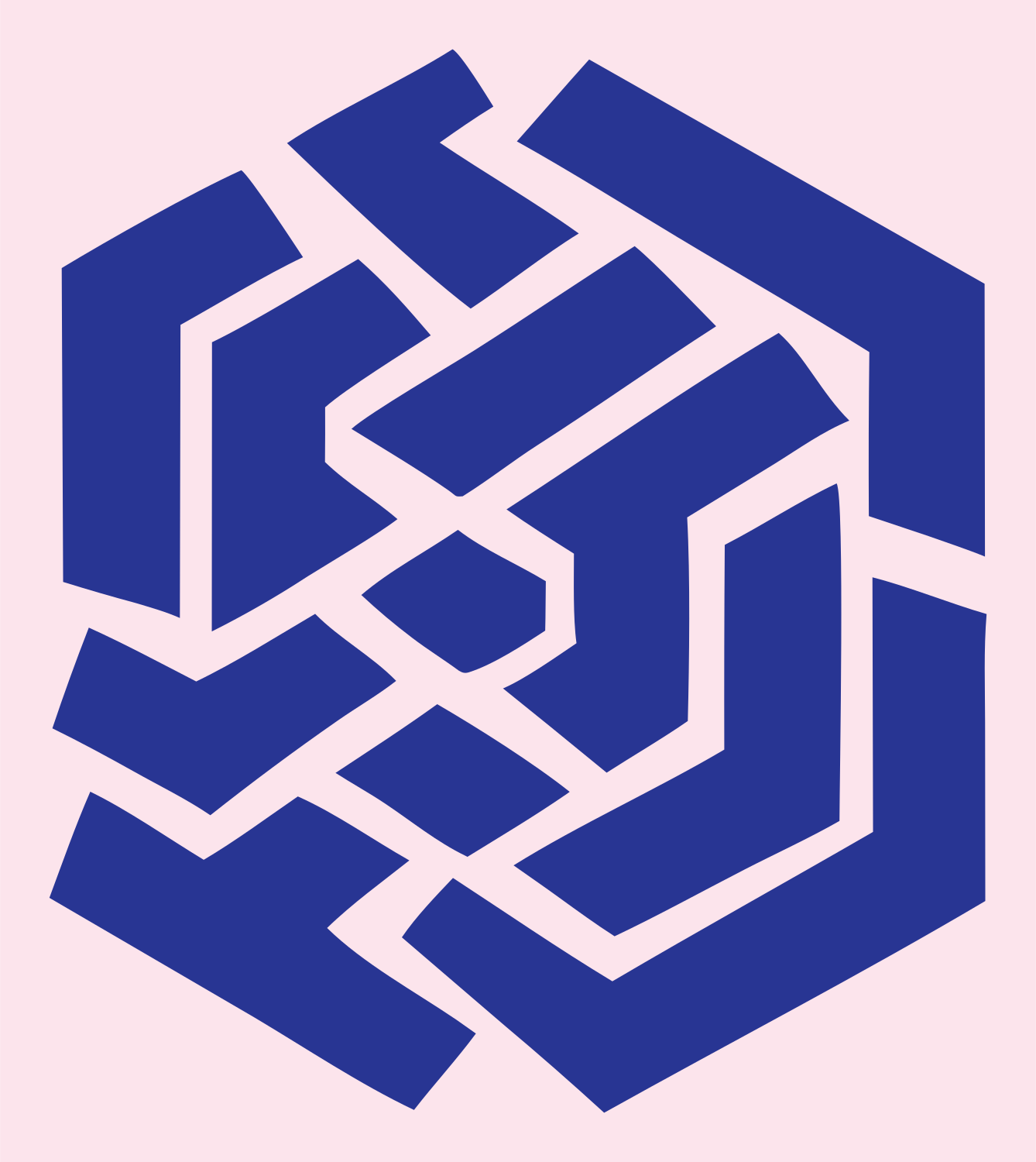 Bold Hexagon Fingerprint Emblem #fce4ec/#283593
