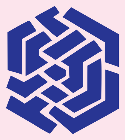 Bold Hexagon Fingerprint Emblem #fce4ec/#283593