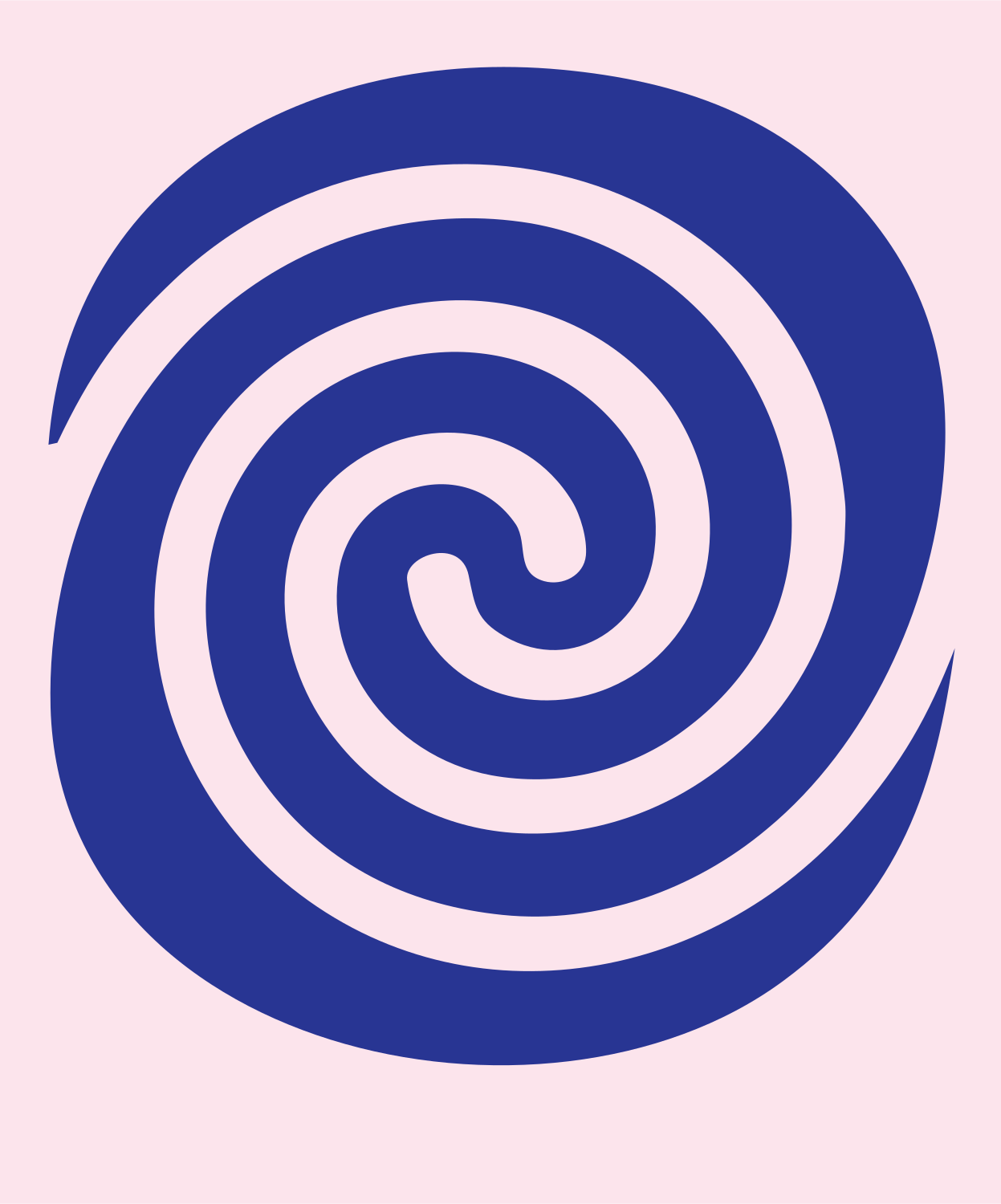 Bold Spiral Vortex Mark #fce4ec/#283593